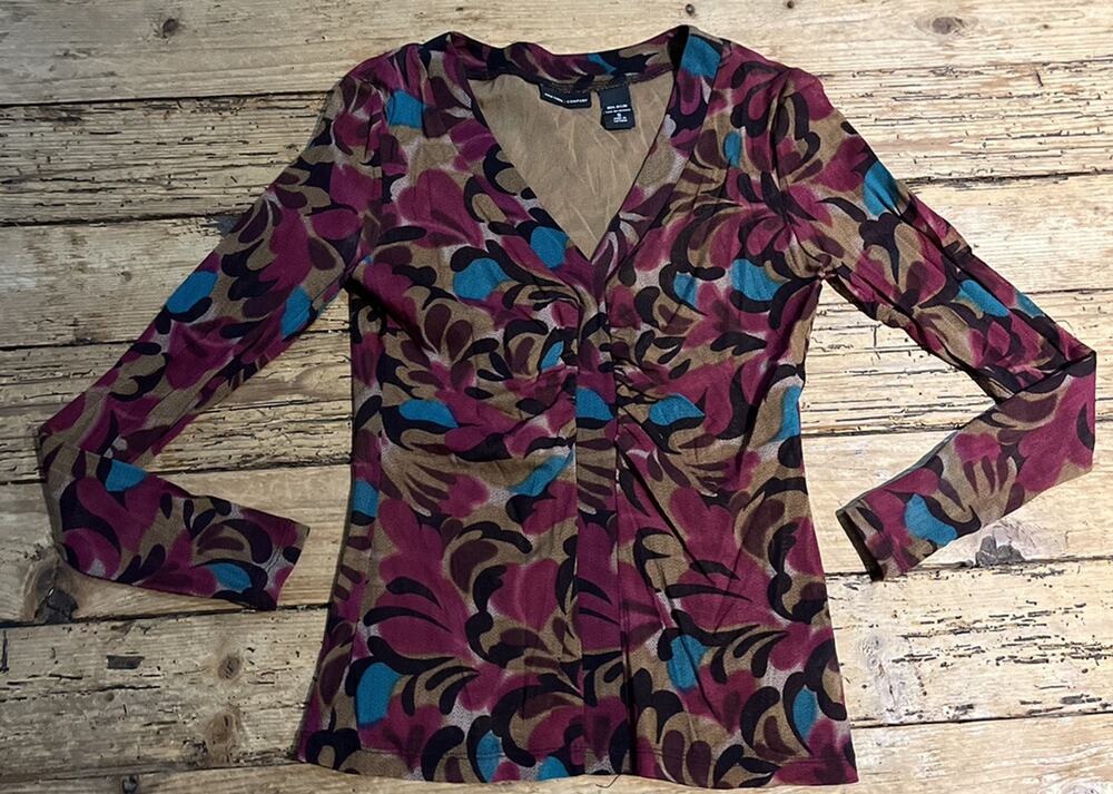 New York & Company Womens Size S Multicolor Long Sleeve Blouse NWOT